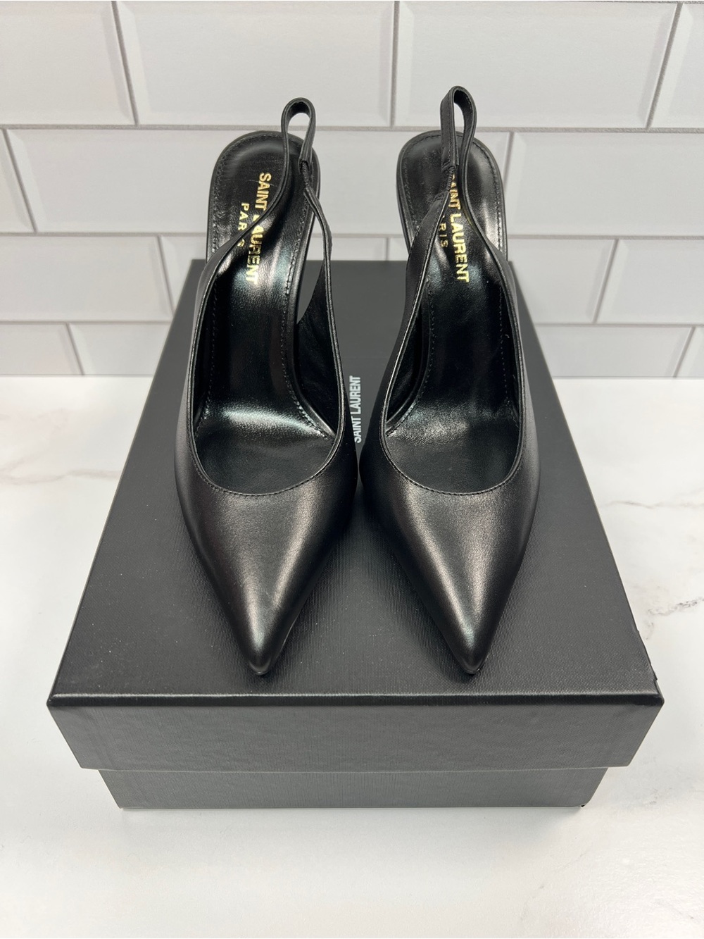 YSL Yves Saint Laurent Black Opyum Slingback Leather Pumps Pump Heels Heel - Picture 2 of 6